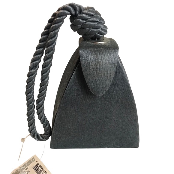 Vintage Evening Bag Purse Gunmetal Silver Gray Rope Handle Small Prom Wedding - Picture 1 of 9